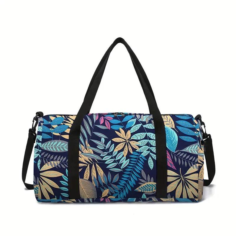 fleur herbe feuille tournesol impression 3d sacs de voyage de grande capacité sac à bandoulière en forme de baril sacs de sport de plein air sac de yoga de gymnastique