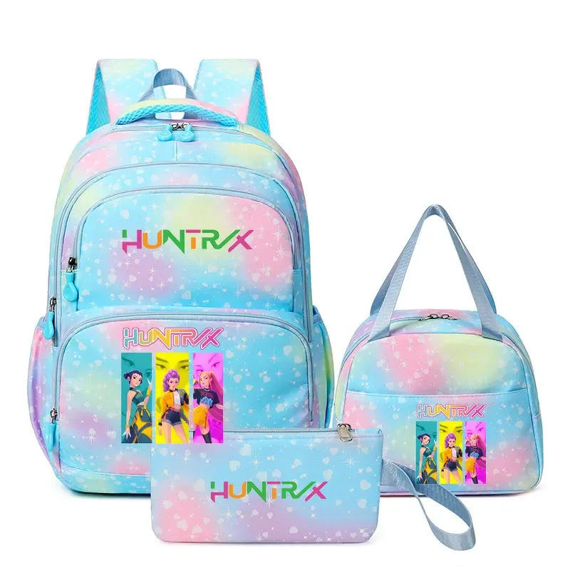 kpop demon hunters – sac à dos pour ordinateur portable pour filles, 3 pièces, sac à dos huntr/x pour adolescents, garçons et femmes, mochila de voyage pour usage quotidien