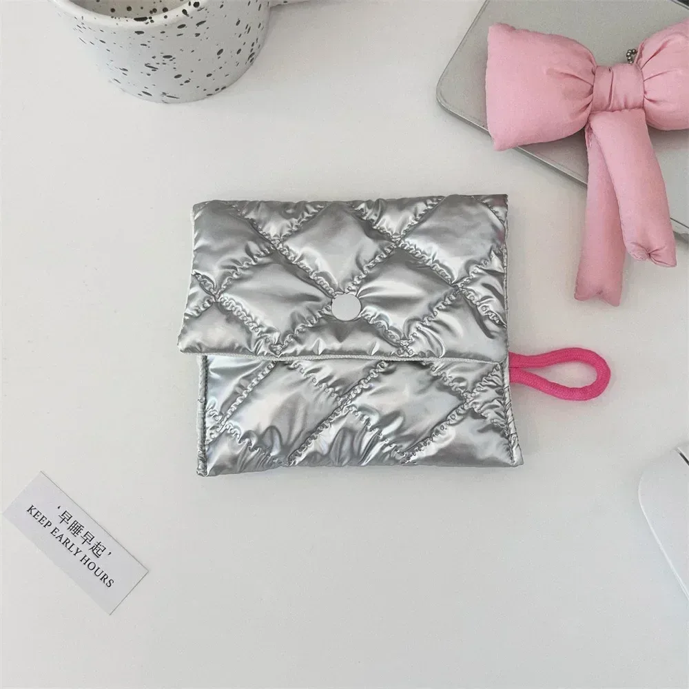 sac à cosmétiques matelassé coréen en pu avec nœud d'amour, pochette pour produits de soins de la peau, poche intérieure, sac de rangement multifonction pour maquillage et rouge à lèvres