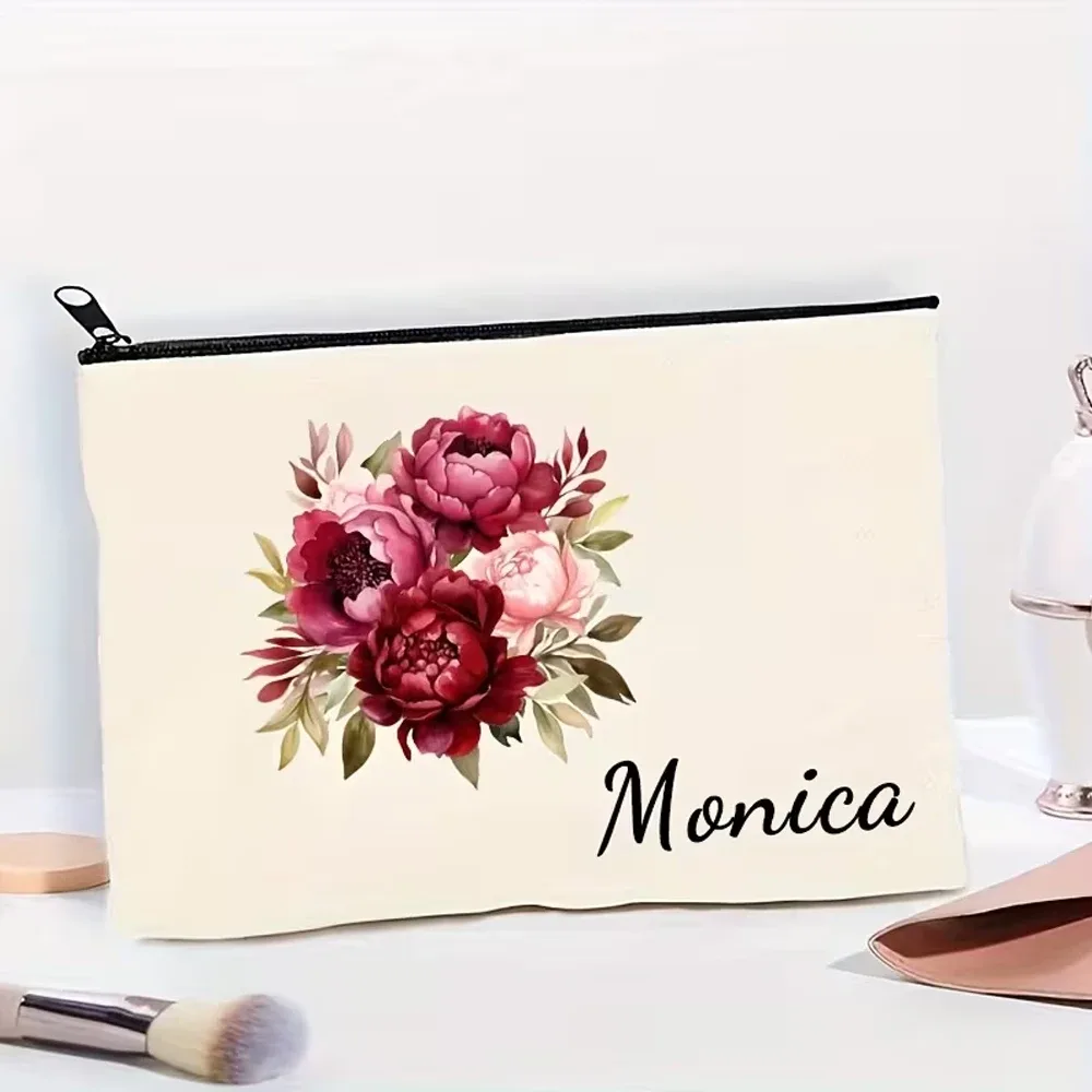 1 trousse de maquillage personnalisée avec motif floral imprimé, trousse de toilette légère pour voyage, cadeau pour demoiselle d'honneur, cadeau d'anniversaire pour enseignant, cadeau pour la fête des mères, la saint-valentin, pâques, la fête de l'indépendance, trousse de toilette de voyage