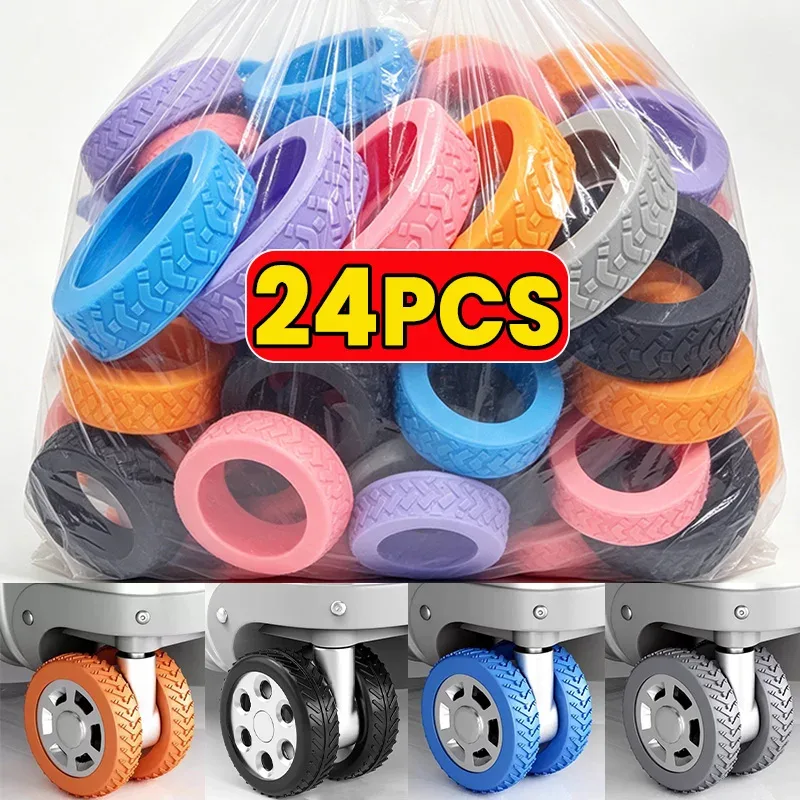 housse de protection en silicone colorée et texturée pour roues de bagages de voyage, réduit le bruit, accessoires de bagages