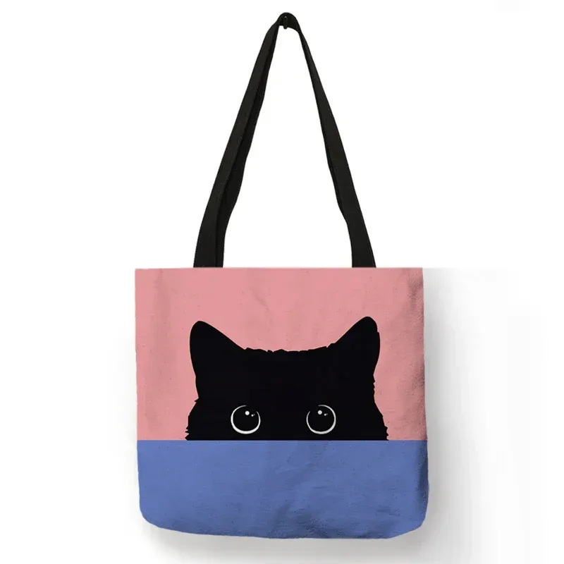 sac fourre-tout décontracté mignon animal de compagnie noir patte de chat imprimé femmes sac à bandoulière sac à main dames eco réutilisable shopper sacs pour l'épicerie