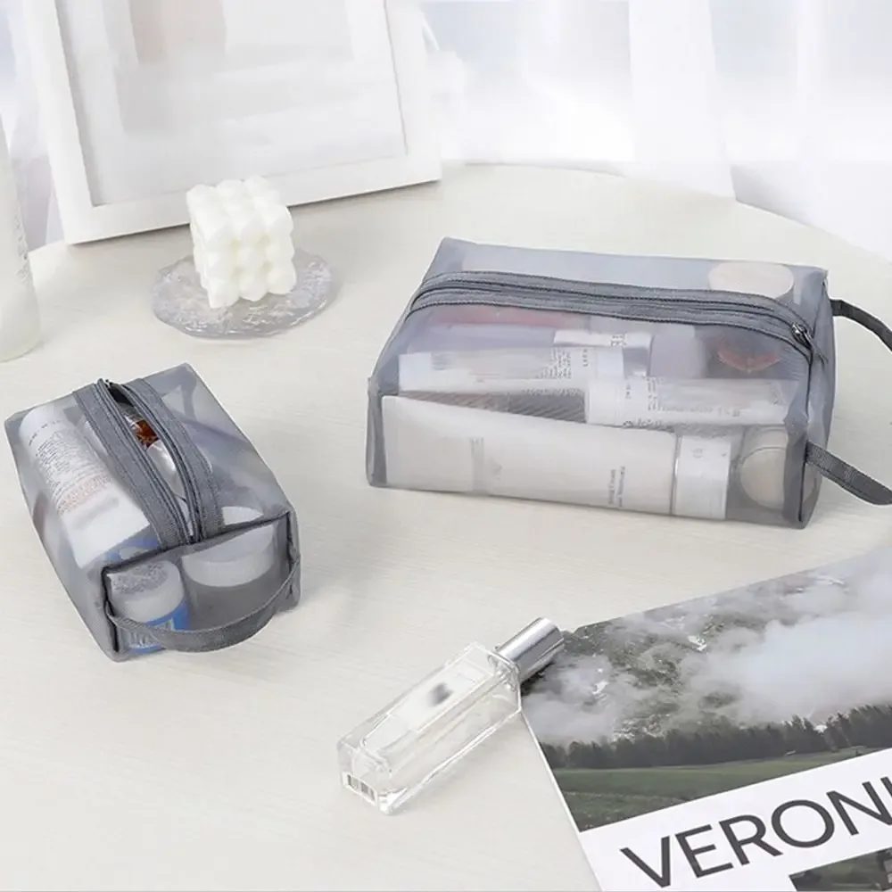 trousse de toilette en maille, sac de lavage de voyage, sac de maquillage à fermeture éclair de grande capacité, sac de rangement de soins de la peau, sac de cosmétiques pour femmes, sac de rangement coréen