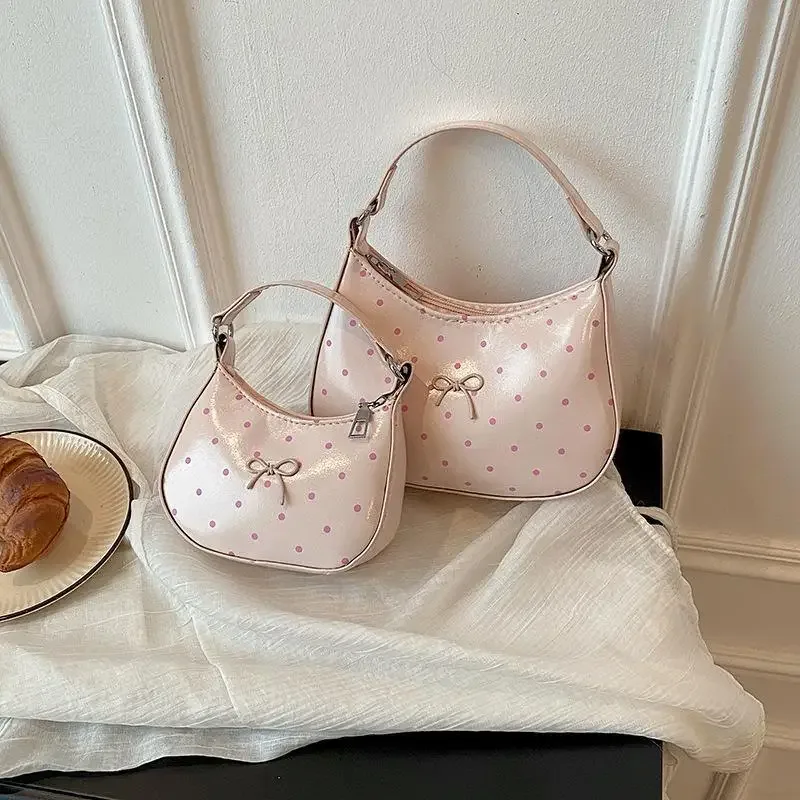 Mini sac à rouge à lèvres nœud papillon, nouvelle collection printemps, style coréen, sac à main à pois et perles, sac bandoulière de luxe en cuir PU pour loisirs et voyage