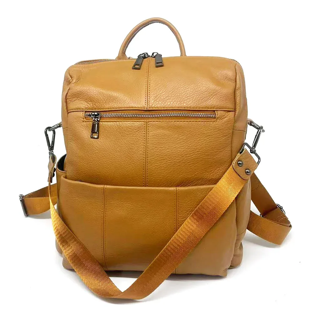 sac à dos quotidien décontracté en cuir de vache, multifonctionnel pour femmes, sacs à bandoulière en cuir véritable, mode dames, sac de voyage en cuir de vache