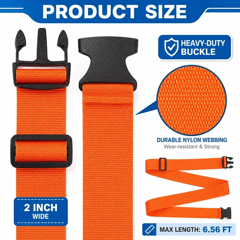 sangle de bagage réglable de 2 m, ceinture croisée pour voyage, sangle de valise en nylon avec boucle de verrouillage, accessoires pour sacs de camping.