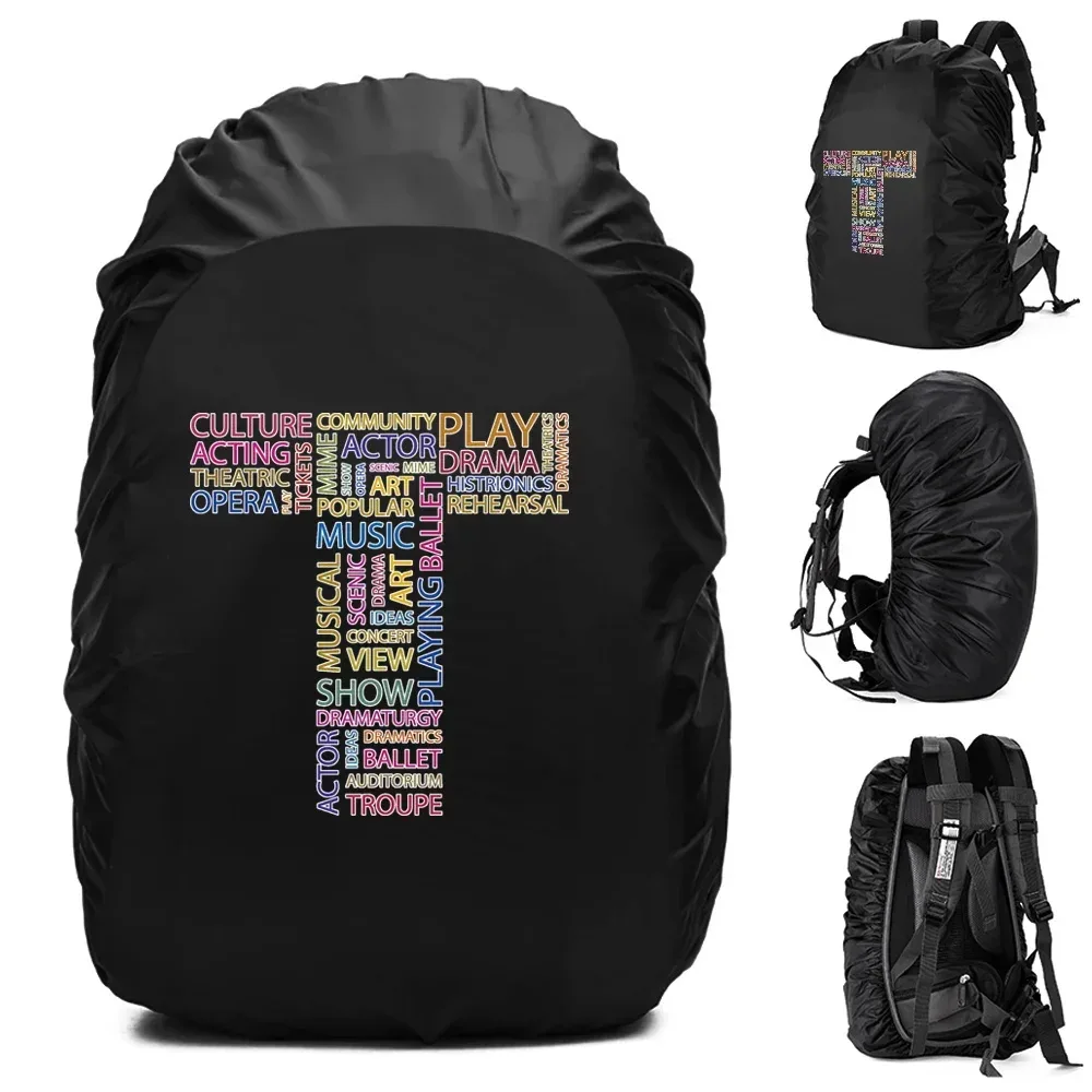 sac à dos imperméable pour homme, housse de pluie, camping en plein air, randonnée, escalade, sac à dos anti-poussière, texte imprimé, 20-70 l