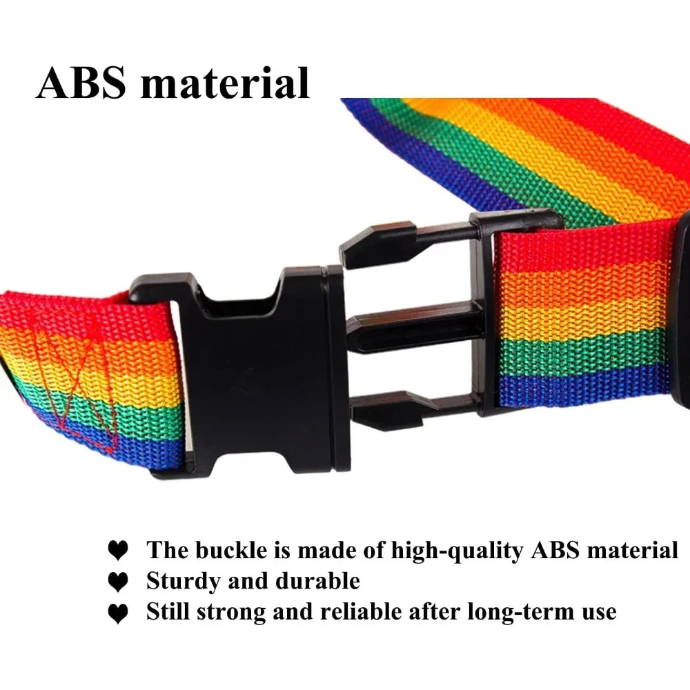 ceinture bagage nylon arc ciel motif robuste boucle rapide voyage adaptation valises diverses tailles
