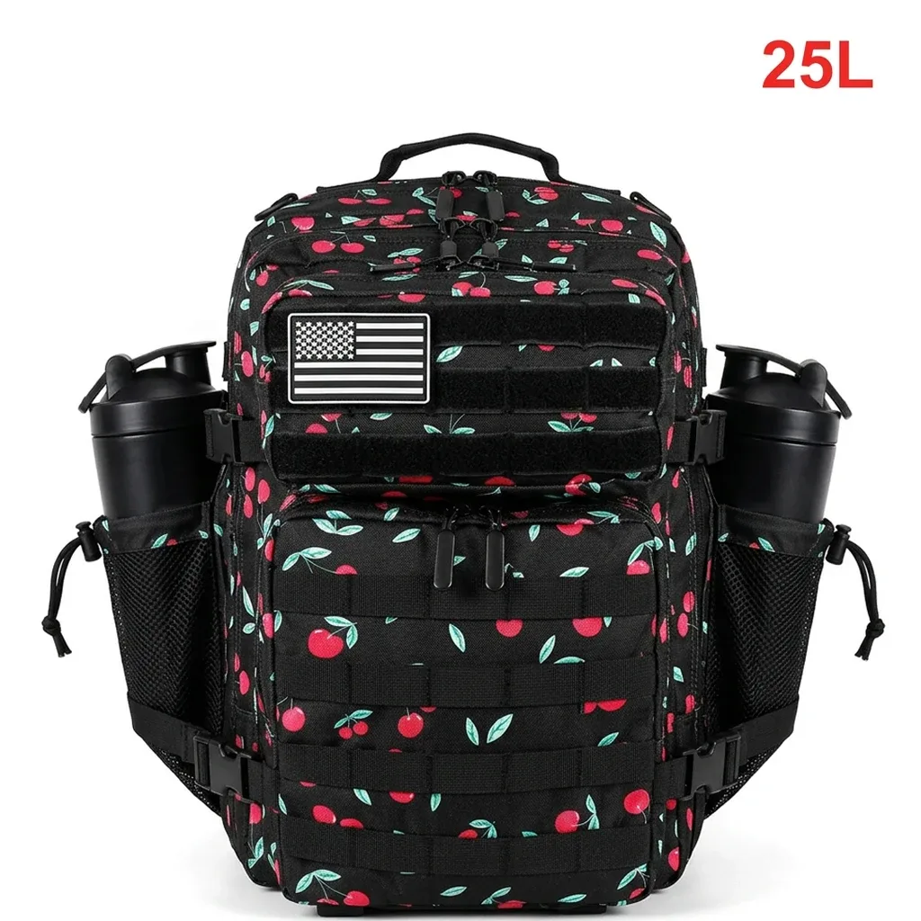 sac à dos tactique 25l pour femmes voyage en plein air randonnée bug out sac week-end exercice athlétisme sac à dos de gymnastique avec double porte-gobelet