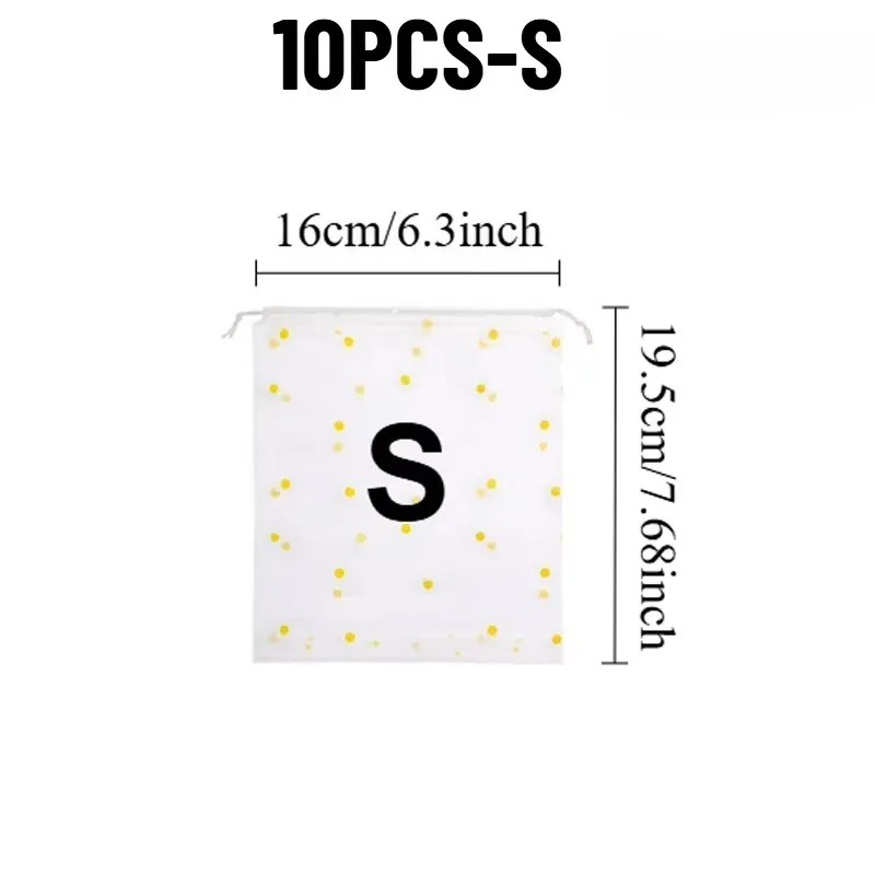 sac en plastique imprimé marguerite, blanc transparent, pliable, sac de voyage imprimé marguerite, adapté au rangement des serviettes, fournitures de voyage, 5/10 pièces