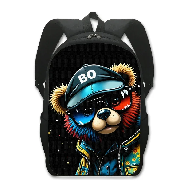 sac à dos kawaii graffiti bear pour hommes et femmes, sac à dos décontracté pour étudiants, sacs d'école pour adolescents, sac à dos de voyage hip hop, cartable