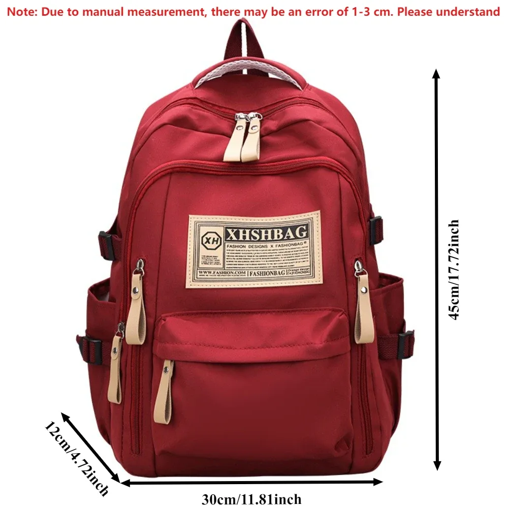 sac dos nylon solide beige rouge noir kaki décontracté poignée souple fermeture éclair usage journalier