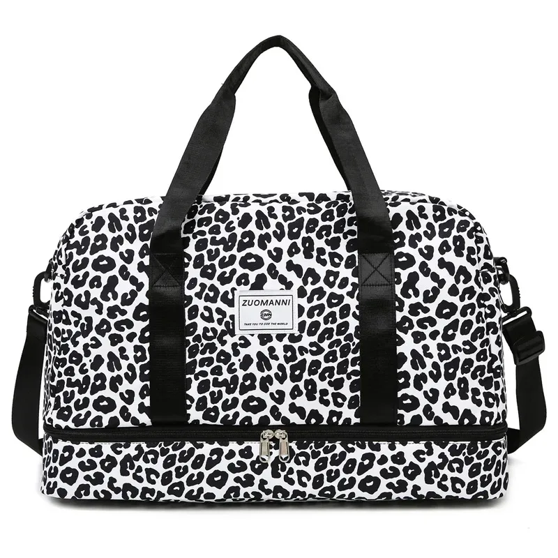 sac de voyage imprimé léopard zèbre pour femme, imperméable, grande taille, bagage, fitness, séparation du support sec, sac de sport, sac de week-end