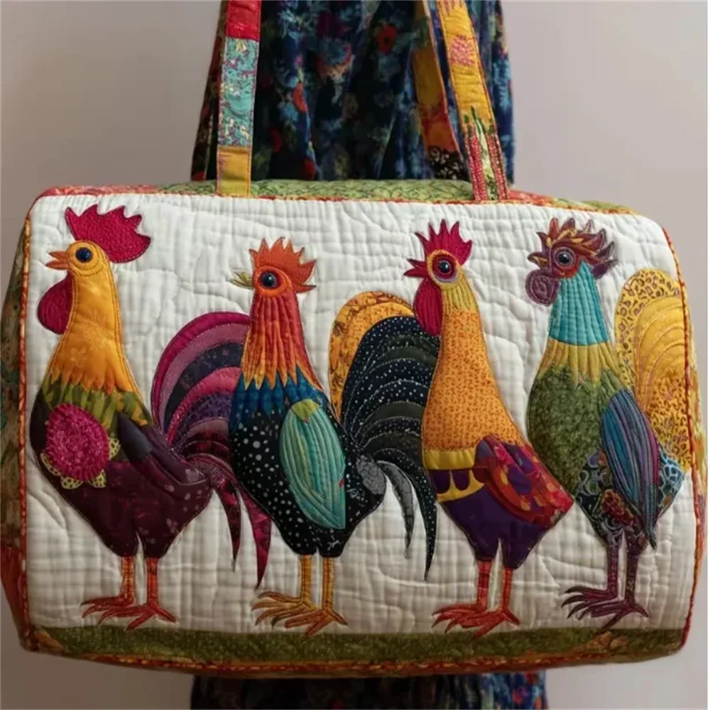 sac de voyage matelassé gf funny art à imprimé poulet, style bohème 2026, personnalisé, fourre-tout de voyage pour femmes et hommes, sac de week-end