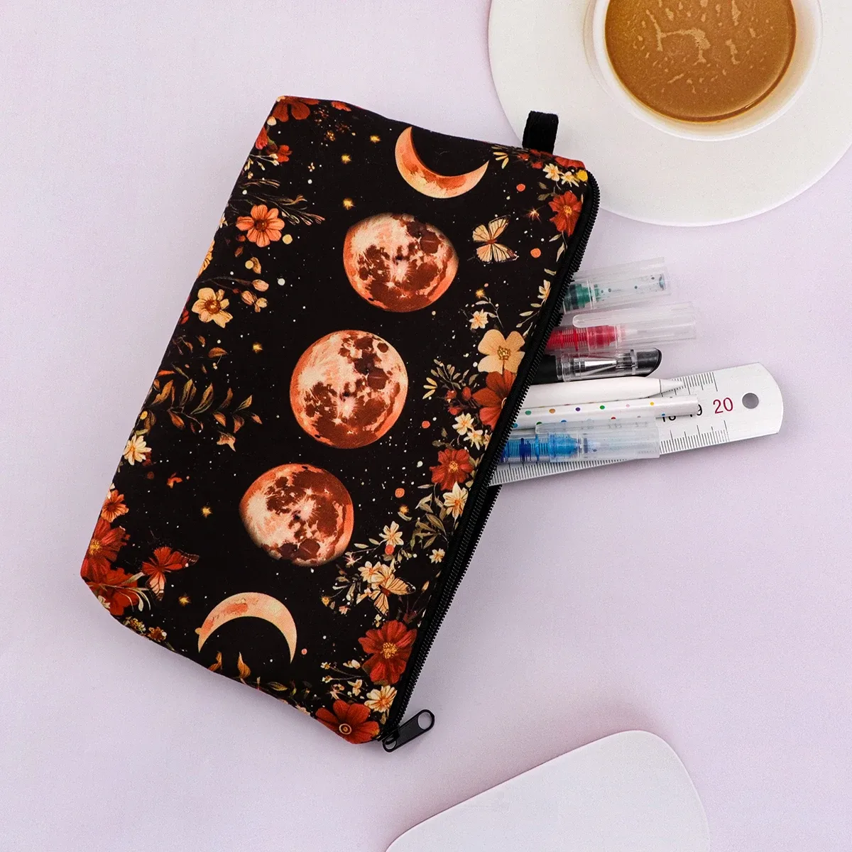 sacs à cosmétiques ciel étoilé en marbre, portables pour femmes, sac de rangement de voyage visage soleil lune rouge à lèvres cosmétiques petits sacs étui de rangement