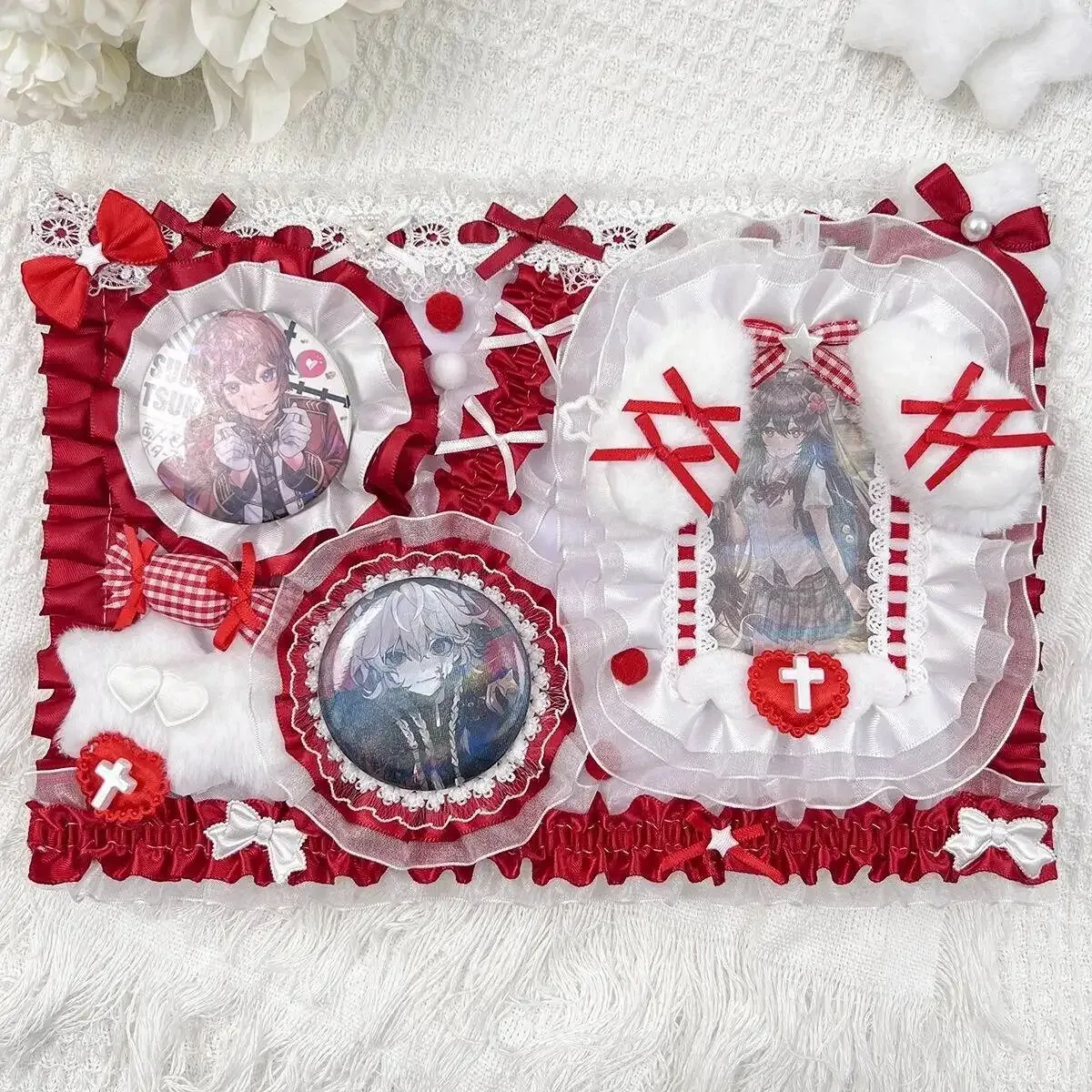 accessoires pour sac ita : porte-cartes et porte-badges anime, organisateur de broches et épingles en ruban et dentelle, insert décoratif pour sac ita, présentoir et rangement pour badges