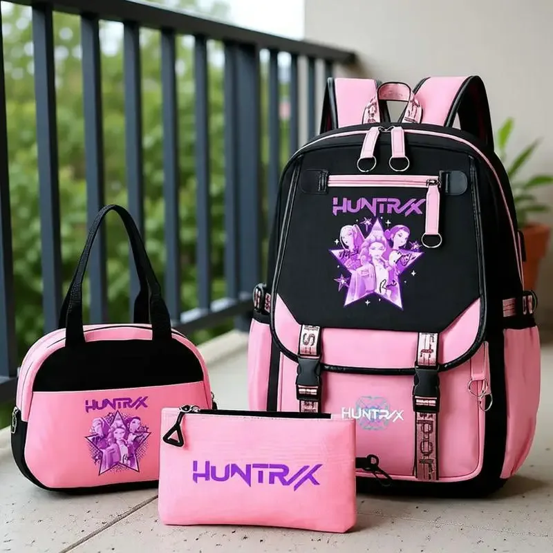 sacs à dos tendance k-pop demon hunters pour adolescentes, sacs à bandoulière, trousse à crayons, ensemble de sacs d'école pour étudiants, sac de voyage mochila