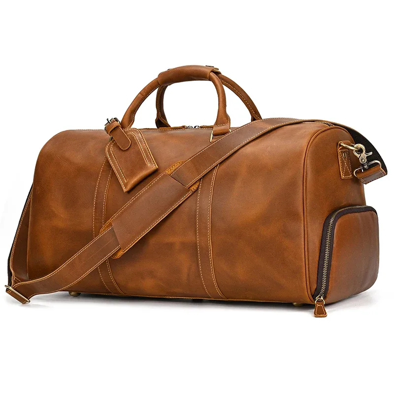 sac de voyage de luxe en cuir véritable pour hommes et femmes, sac à main en cuir de vache, sac à bandoulière de voyage, sac de sport pour week-end