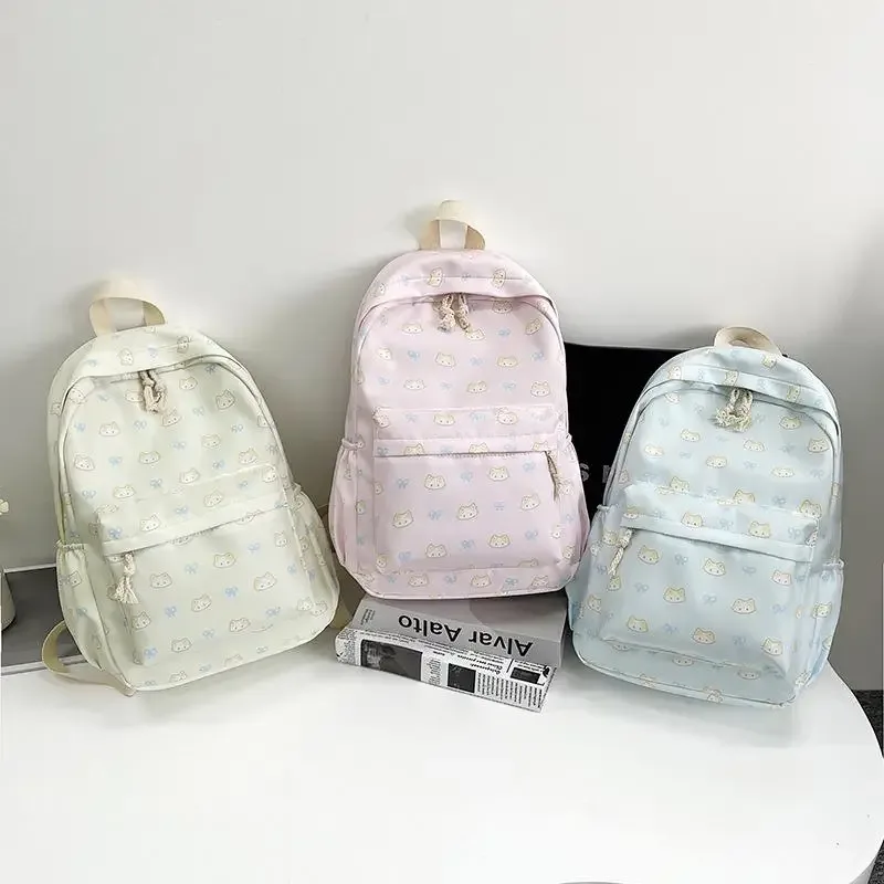 sac à dos imprimé chat de dessin animé mignon, cartable d'étudiant de grande capacité, sac girly délicat et tendance, sacs de voyage portables cadeaux