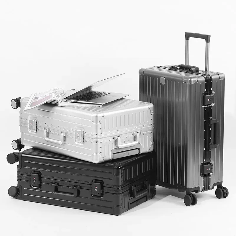 sushimu 100% valise de voyage en alliage d'aluminium-magnésium bagage roulant 20/24/28 pouces chariot bagages valise de cabine à main