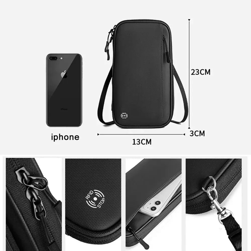 couverture de passeport de voyage, portefeuille avec blocage rfid, porte-passeport familial, étanche, une épaule, sac à bandoulière