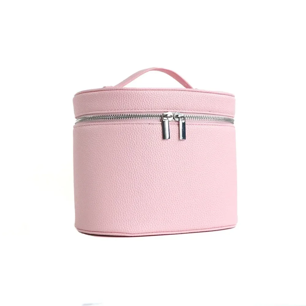 organisateur voyage polyester décontracté ovale marron noire rose grains cuir poignée glissière cosmétiques compression chaussures pochette housse vêtements