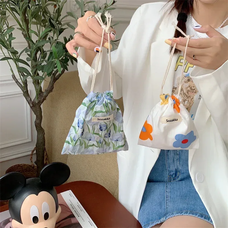 sac de rangement kawaii grill floral pour femmes, sac à main de voyage cosmétique, porte-monnaie rouge à lèvres, sacs de maquillage mignons, portefeuille en poudre, petit