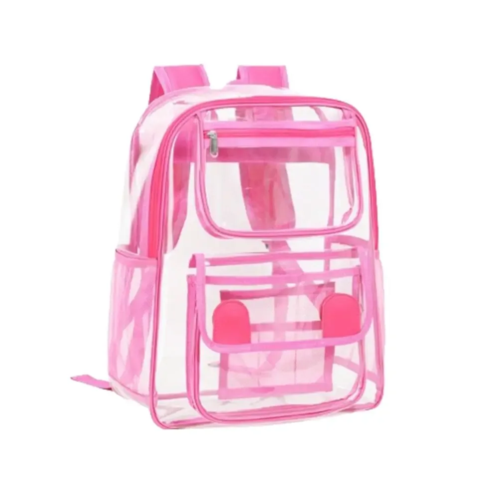 sac à dos transparent de grande capacité, imperméable, en pvc, avec fermeture éclair, portable, visible, pour le sport en plein air et les voyages.
