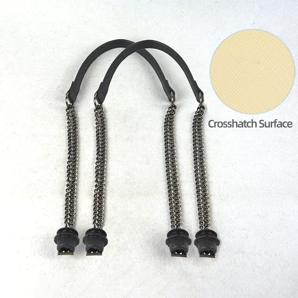 1 paire d'accessoires obag longues poignées en cuir sangles argent longue double chaîne sous les bras pour o sac fourre-tout femmes sacs à main à bandoulière
