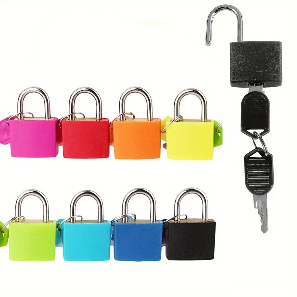 mini cadenas coloré à noyau en cuivre avec clé pour bagages, valises, sacs à dos, agendas, tiroirs, armoires, casiers de rangement – petit cadenas de sécurité