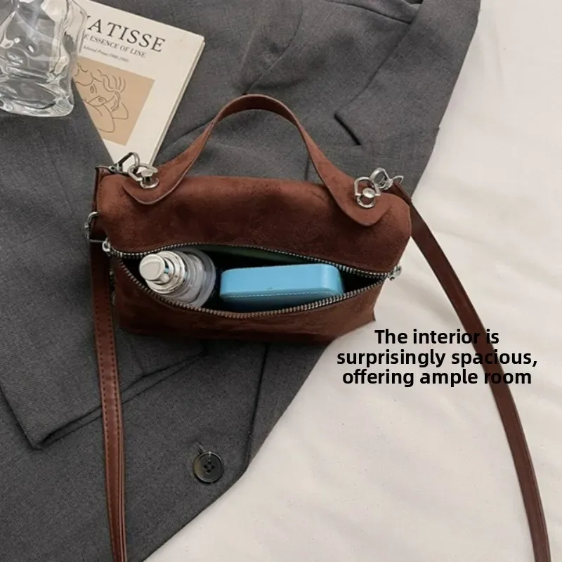 sacs à bandoulière en daim de qualité supérieure pour femmes, sacoches rétro vintage pour femmes, texture de mode et sacs à bandoulière polyvalents, hiver automne