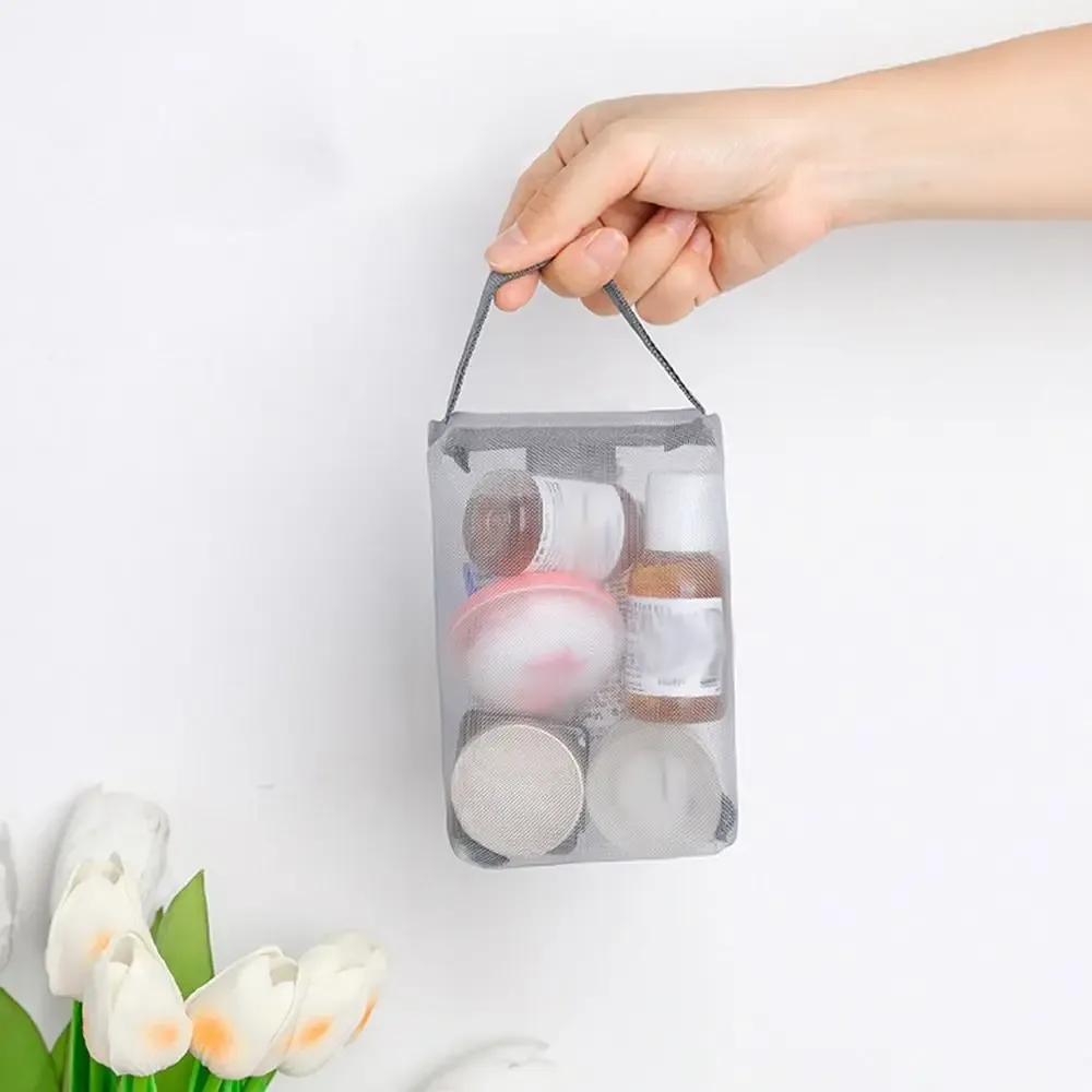 sac de toilette transparent en maille de grande capacité pour femmes, sac à cosmétiques, trousse de maquillage à fermeture éclair, sac de rangement de soins de la peau, sac de rangement coréen