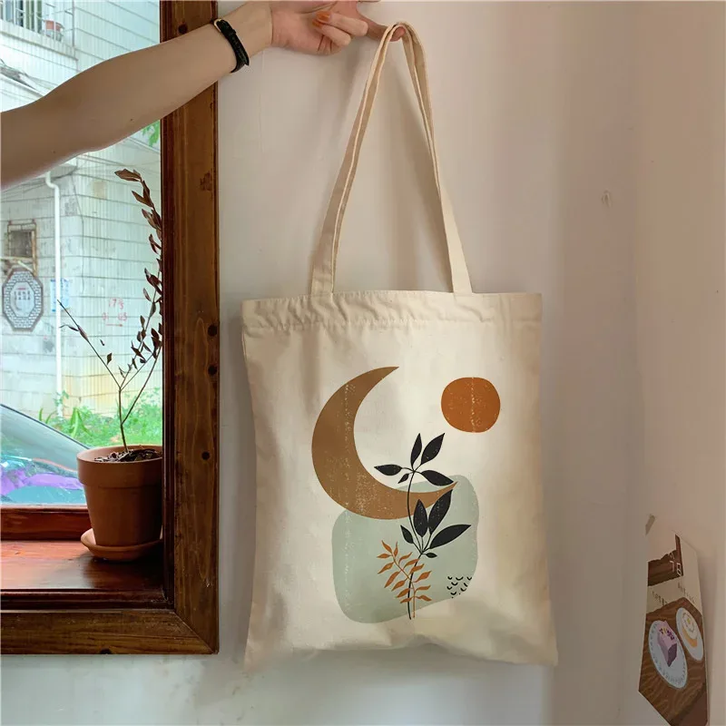 sac fourre-tout en toile esthétique de plantes boho rétro pour dames, sacs initiés à la mode, sac de livre étudiant de grande capacité, sac à main fleur harajuku