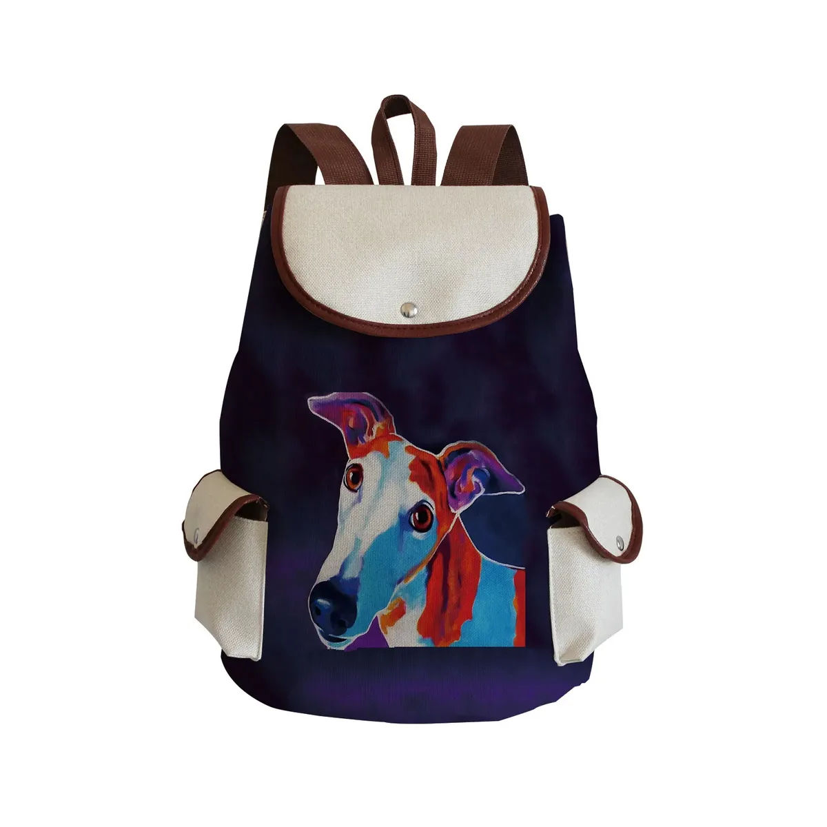 sac à dos personnalisé avec peinture à l'huile et imprimé de chien lévrier, sacoche de styliste durable pour shopping et voyage, accessoire d'extérieur décontracté pour femme