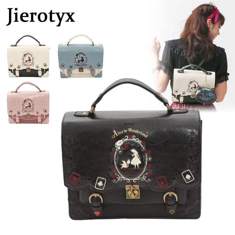 jierotyx femmes sac à dos fille alice sac au pays des merveilles école sac à dos sac femmes sacs à main sac noir gothique punk style offre spéciale