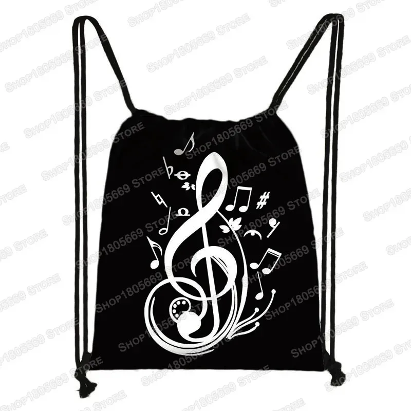 notes de musique imprimer sac à dos battement ecg femmes cordon sac en plein air grande capacité sac de rangement pour chaussures de voyage porte-cadeau