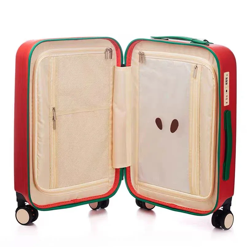 valise design pomme verte et pomme rouge 20 pouces 24 pouces, bagage à roulettes avec serrure tsa, roues silencieuses et durables |   unis