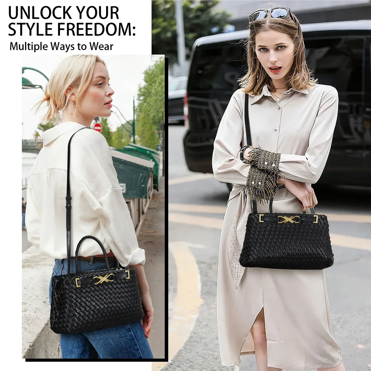 sac fourre-tout tissé pour femme en cuir végétalien, sac à bandoulière, sac à main de créateur avec poignée supérieure, sac sous le bras tendance, pochette pour téléphone