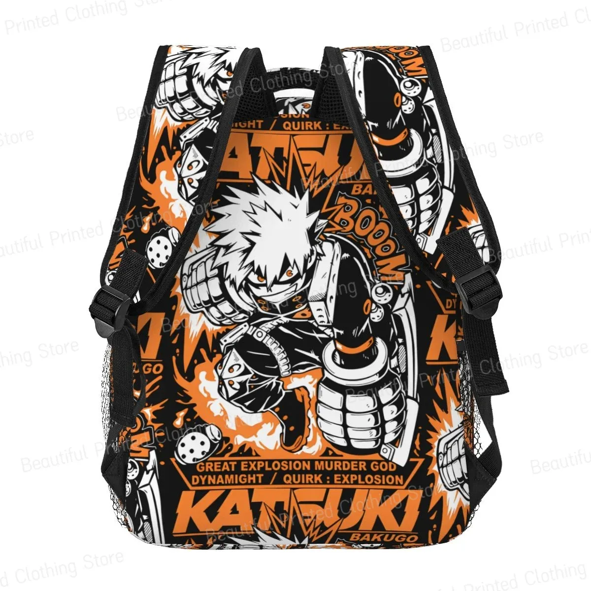 sac dos polyester dessin animé orange noir compartiments documents usage voyage école loisirs adolescents