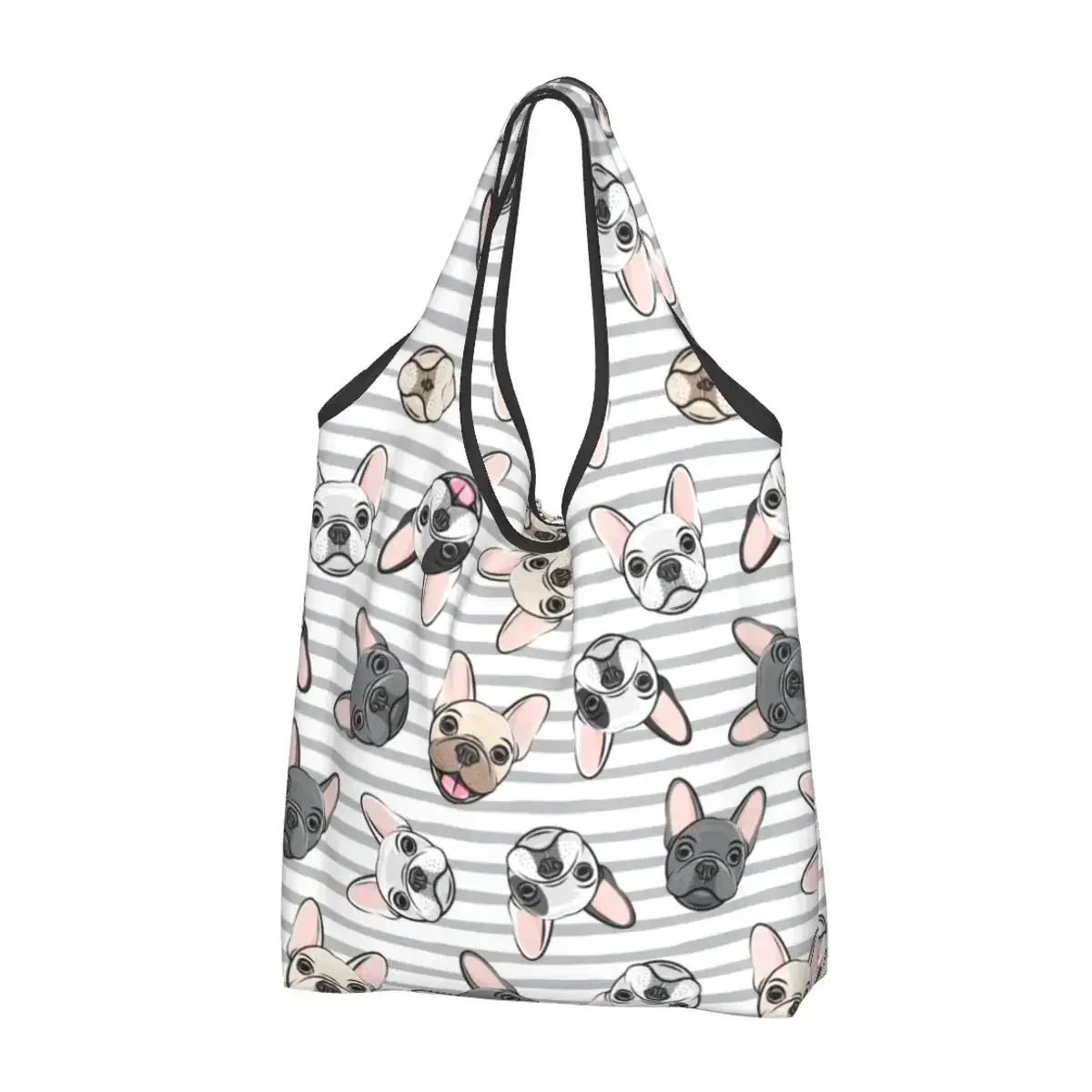 sac à provisions portable pop art pour femme, style bungalow, bouledogue français, sac fourre-tout pour chien, cadeau pour animal de compagnie, sacs d'épicerie