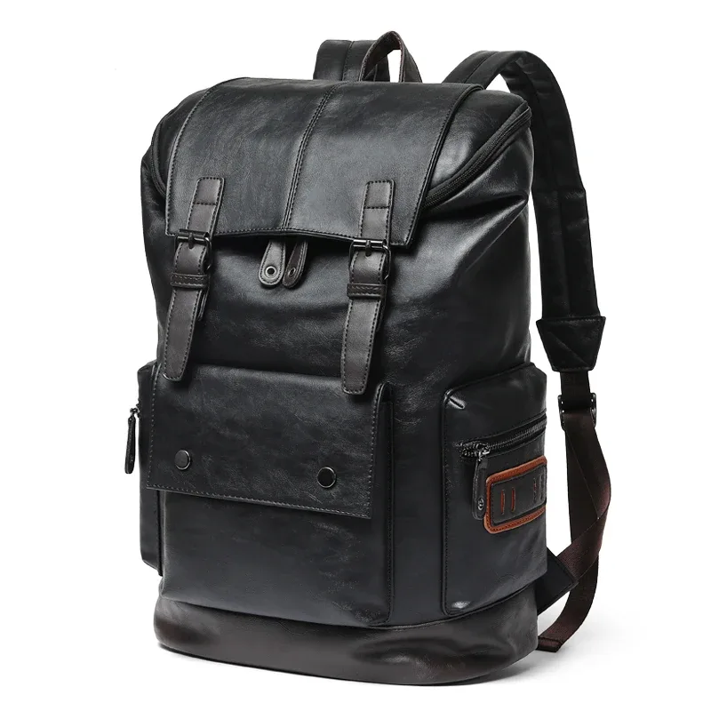 sac dos cuir pu noir grande capacité poignée souple bandoulière arquée antivol décontracté ordinateur portable hommes voyage école affaires