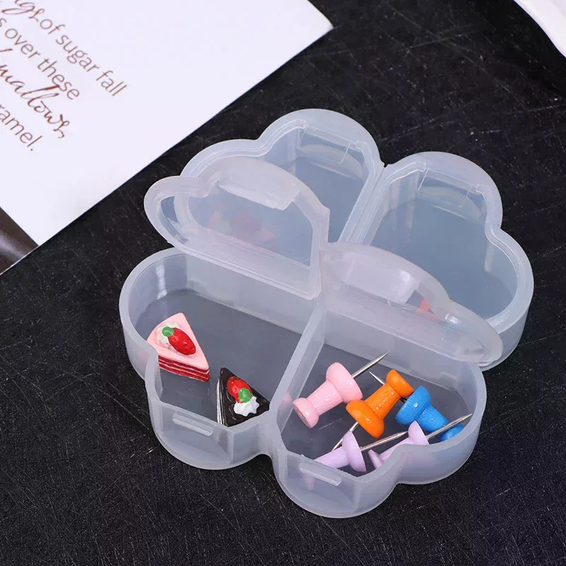 boîte de rangement pour pilules en plastique portable avec conception d'ouverture indépendante, trèfle à quatre feuilles, 4 grilles, organiseur de pilules, boîte de séparation de médicaments
