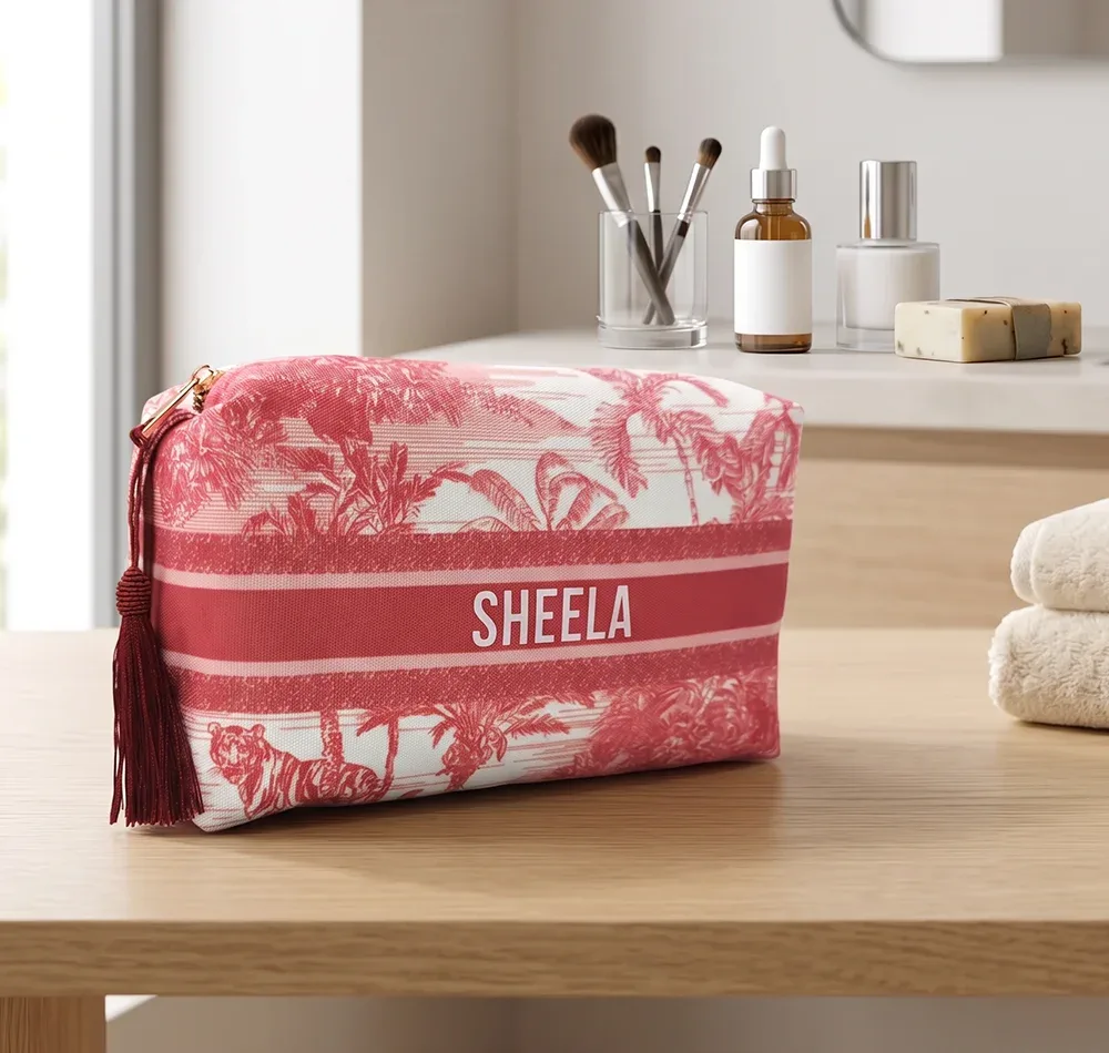 sac de maquillage personnalisé avec nom imprimé, grande capacité, trousse de toilette pour femmes, sac de rangement, cadeau pour demoiselle d'honneur
