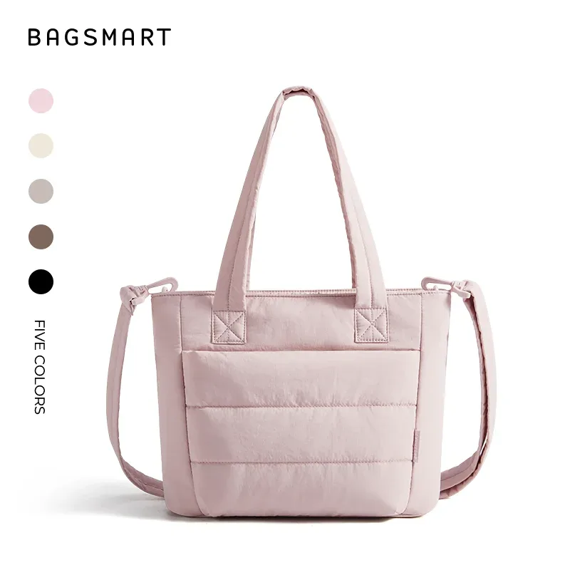 bagsmart sac fourre-tout rembourré pour femme, sac à bandoulière simple, grande capacité, sac à bandoulière pour étudiant, sac à main d'extérieur décontracté