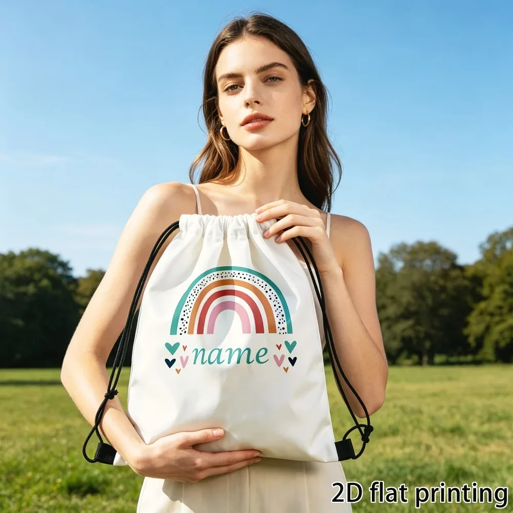 sac à dos à cordon personnalisé avec nom/texte, sac à cordon portable, adapté pour la salle de sport, les voyages, le sport, cadeau de rentrée scolaire, 1 pièce