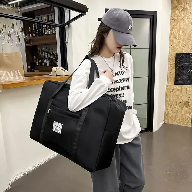 nouveau sac de voyage en nylon grande capacité, bagage à bandoulière portable avec rangement pliable pour déménagement et voyage en avion