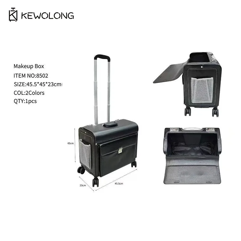 valise de maquillage professionnelle à roulettes, grande capacité, pour outils de beauté, organisateur de voyage portable
