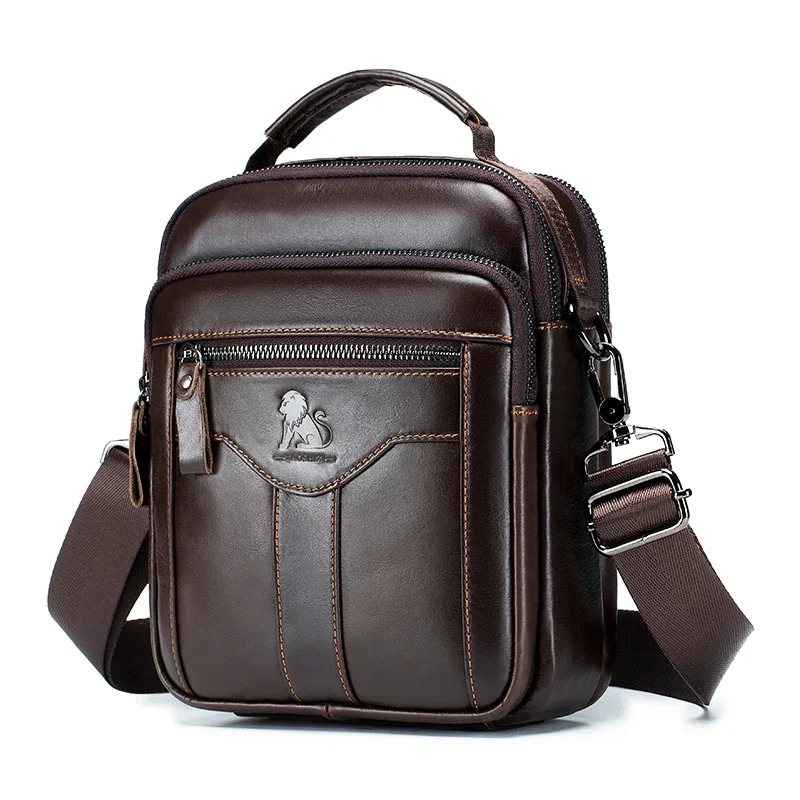 sac à bandoulière pour hommes, sac en cuir à la mode, sac à bandoulière rétro tendance pour hommes avec couche supérieure en peau de vache
