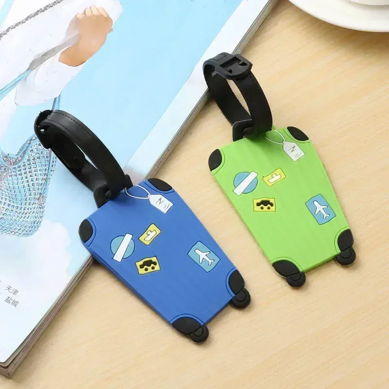 étiquettes de bagage mignonnes en silicone, porte-adresse d'identité de valise, étiquette de bagage portable, accessoires de voyage, haute qualité