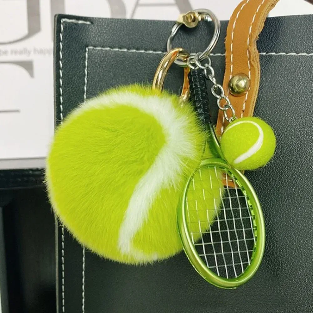 porte-clés de tennis créatif et mignon, accessoires pour clés, pendentif de sac à dos en forme de balle de dessin animé, porte-clés en fourrure de tennis souple diy, cadeau pour fille
